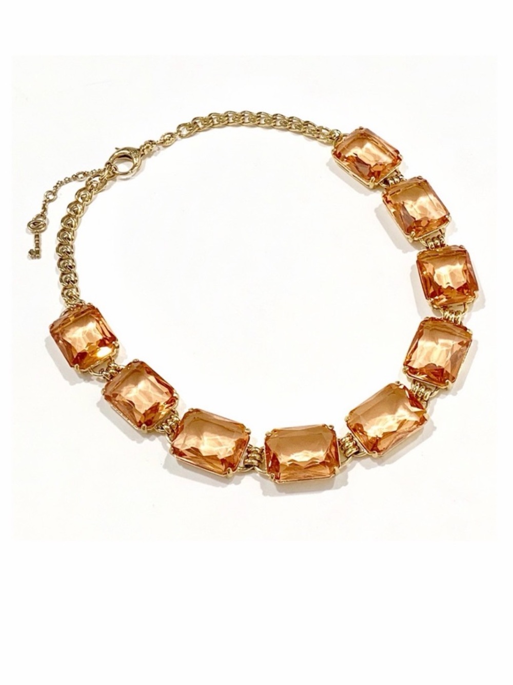 Fossil Rose Gold Peach Stone Necklace NWOT